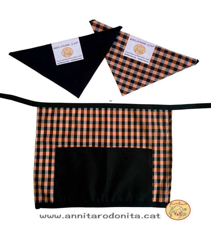 Davantal i mocador castanyer. Estampat farcells