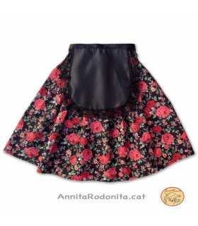 Faldilla i davantal de catalana, estampat vermell flors