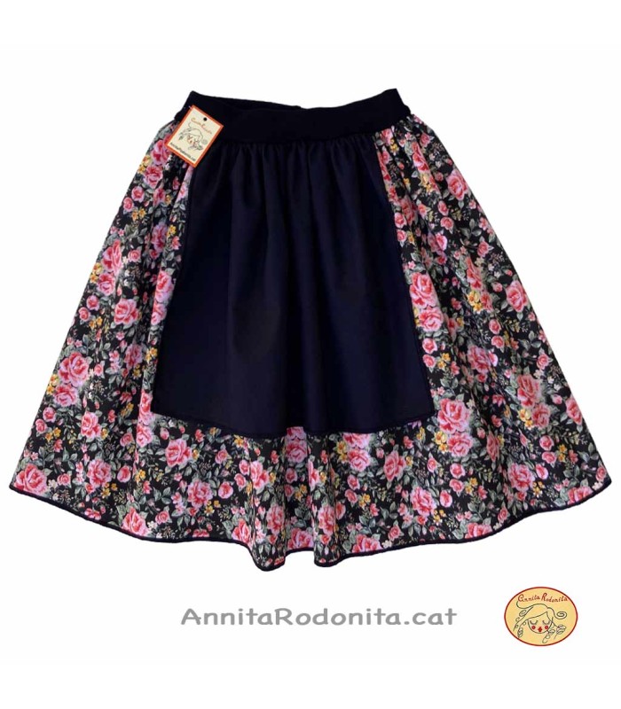 Faldilla estampat rosa amb davantal negre