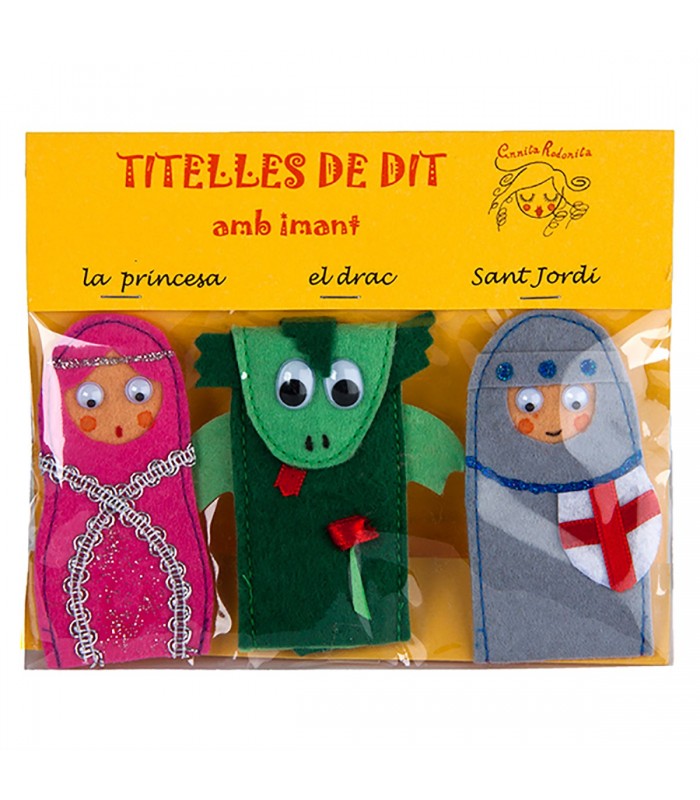 Titelles de dit amb imant. Sant Jordi, el Drac i la Princesa